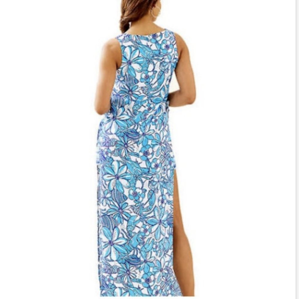 Lilly Pulitzer Donna Maxi Romper Succulent Blue Coronado Crab - Size 0 - $248 - Picture 4 of 8